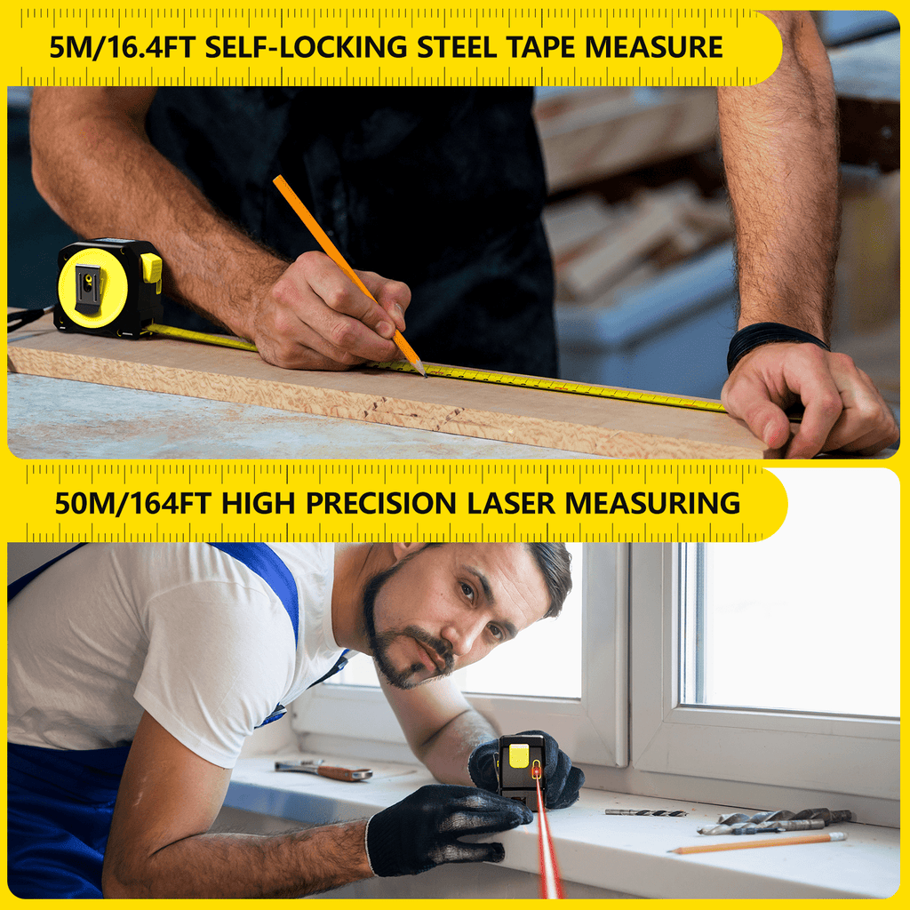 Digital Tape: 16ft 2-In-1 Laser Tape, Measuring Tape Almighty, 164ft Infrared Laser Tape Measure Type-C, LCD Diaplay ... - Image 3