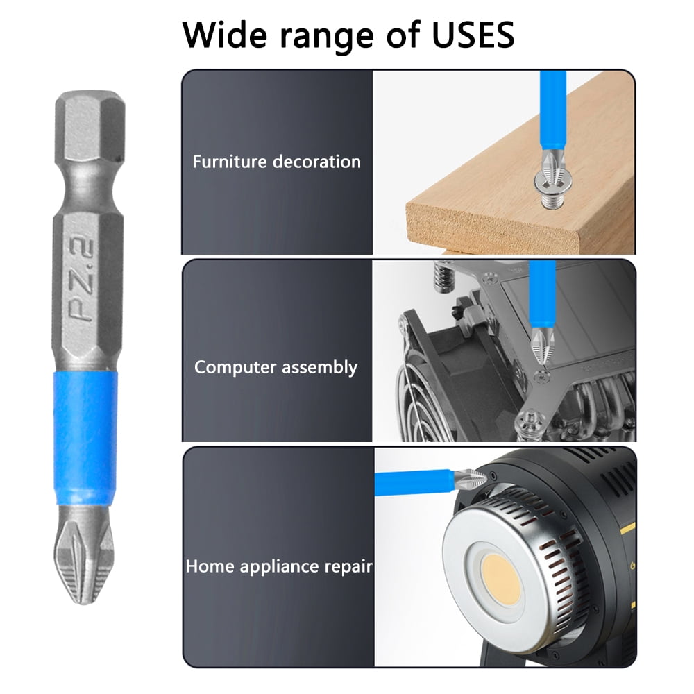 6pcs Magnetic Anti-Slip Screwdriver Bit Set, Phillips Screwdriver Bits Hand Tools, 1/4'' Hex Shank Cross for Power Screwdriver Drill Impact - Image 4