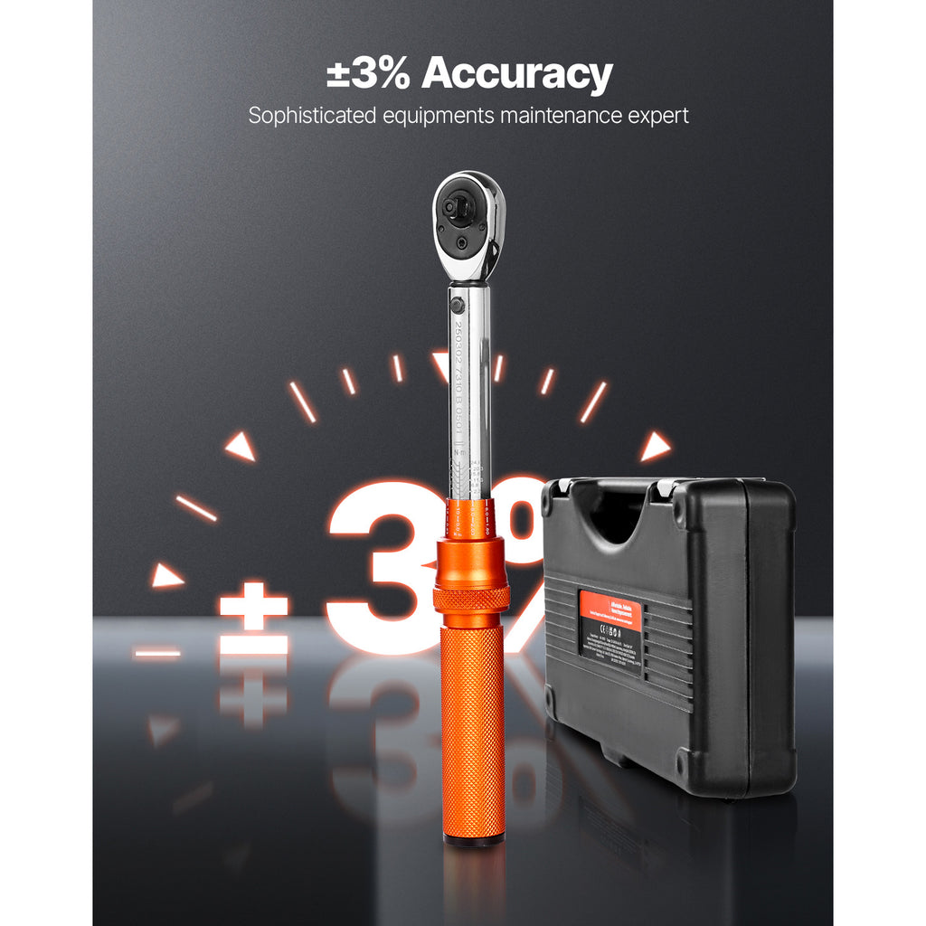 KFFKFF Click Torque Wrench Set, 1/4-Inch Drive, 20-240 lbf-in / 2.3-27.1 N.m, Dual-Direction with Dual Range Scales, 72-Tooth Design, 3% Acc - Image 5