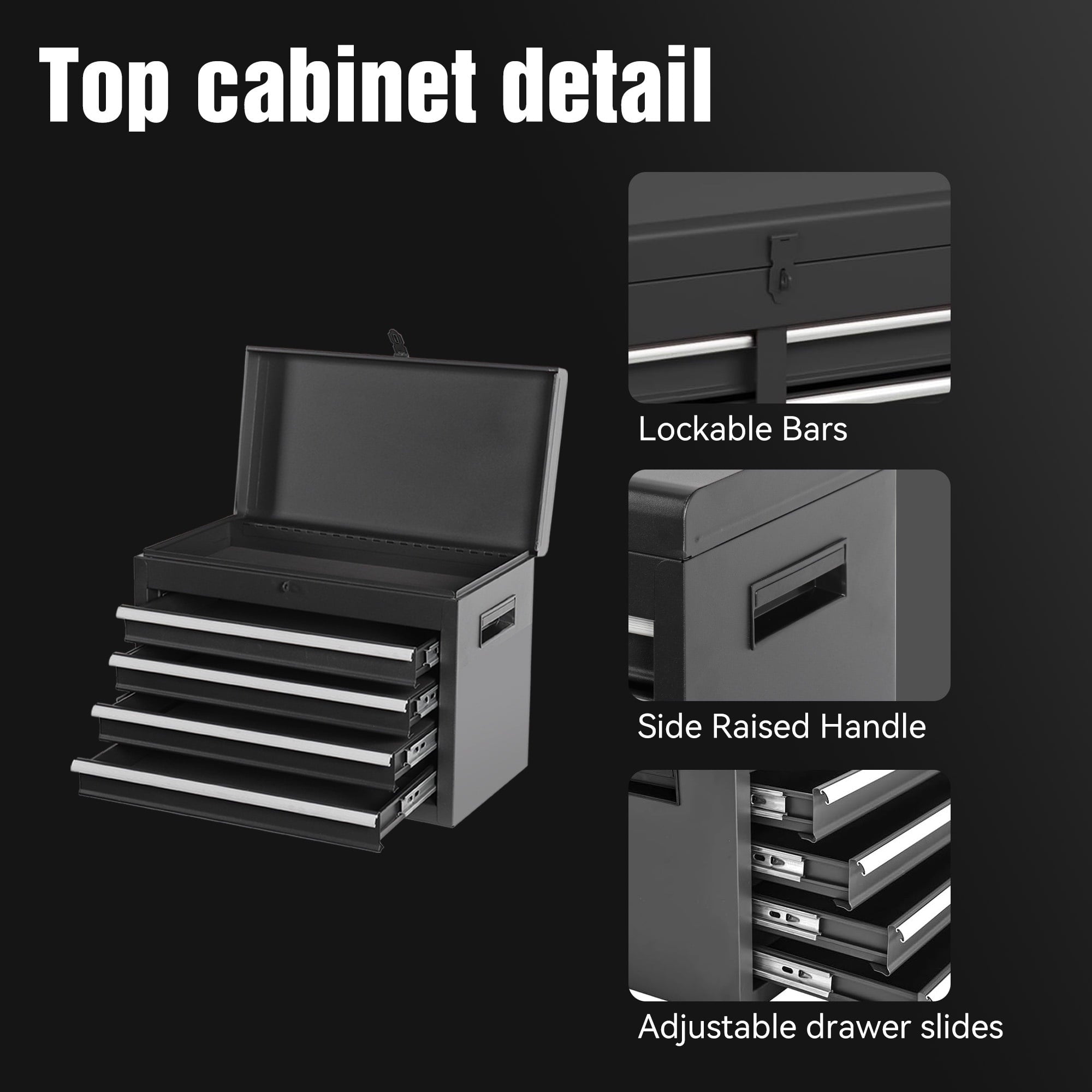 Rolling Tool Box, 5-Drawer Tool Chest On Wheels, Heavy Duty Garage Storage Cabinet with Top Box, 154pcs tools, Detachable Tool Organizer Loc - Image 3