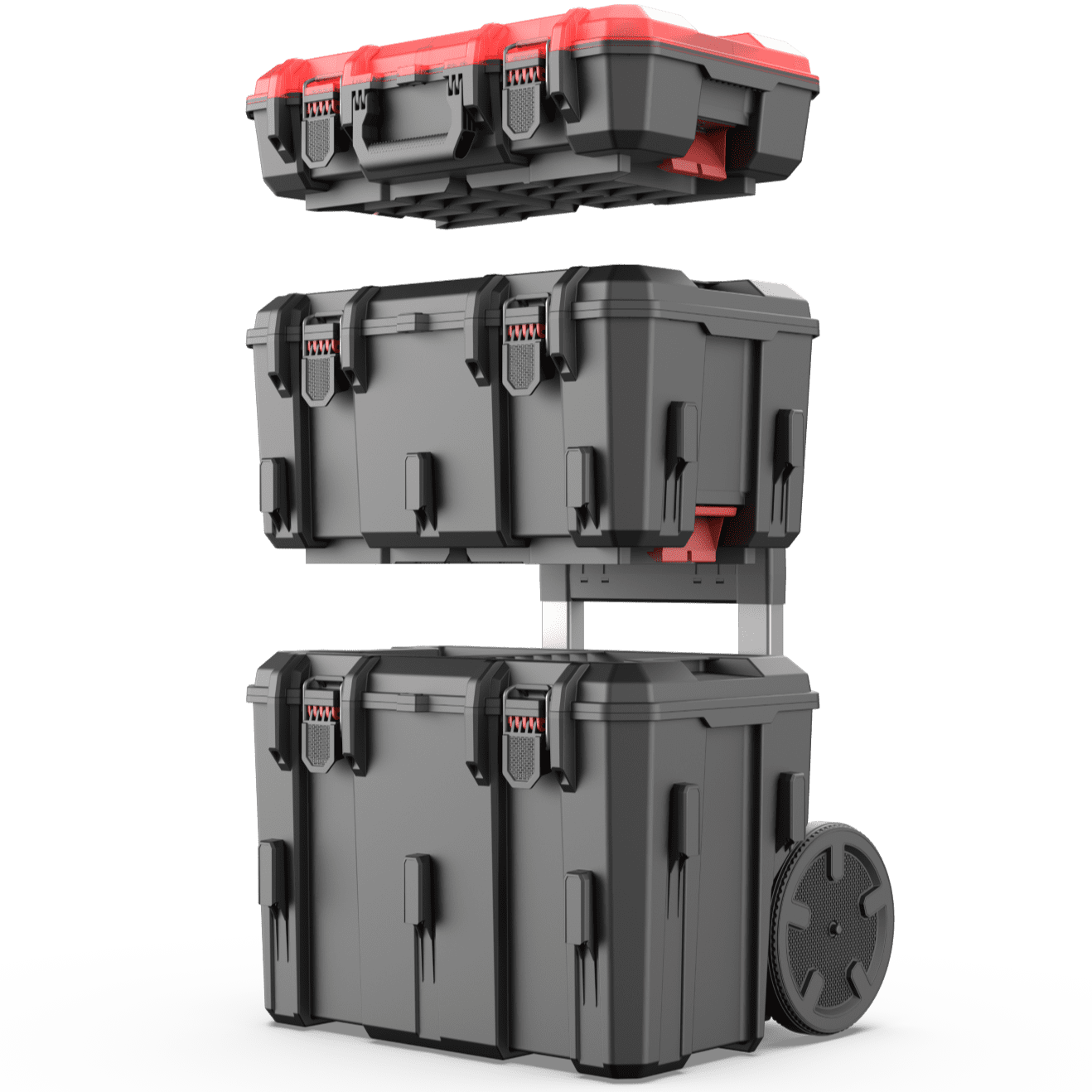 Hyper Tough Hyper Stack Heavy Duty 3 Piece Modular Rolling Toolbox System, Black - Image 2