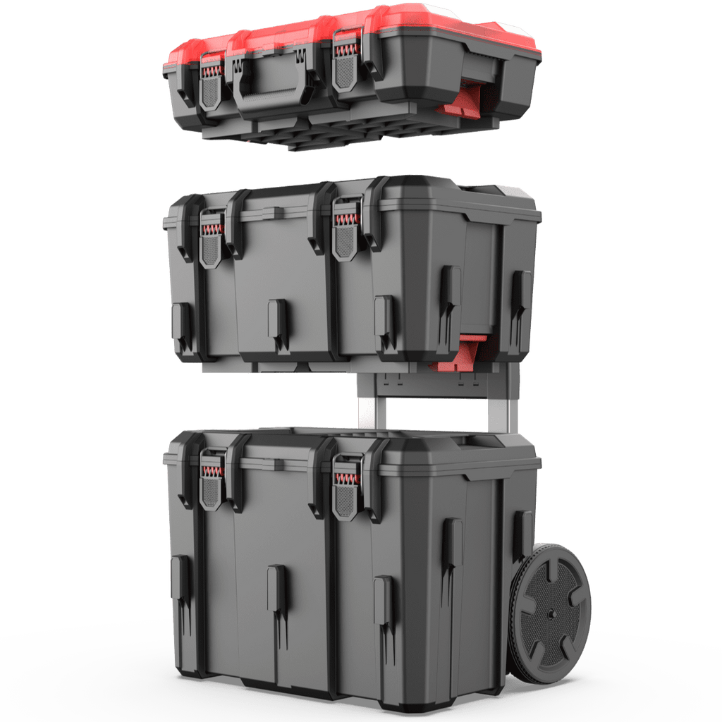 Hyper Tough Hyper Stack Heavy Duty 3 Piece Modular Rolling Toolbox System, Black - Image 2