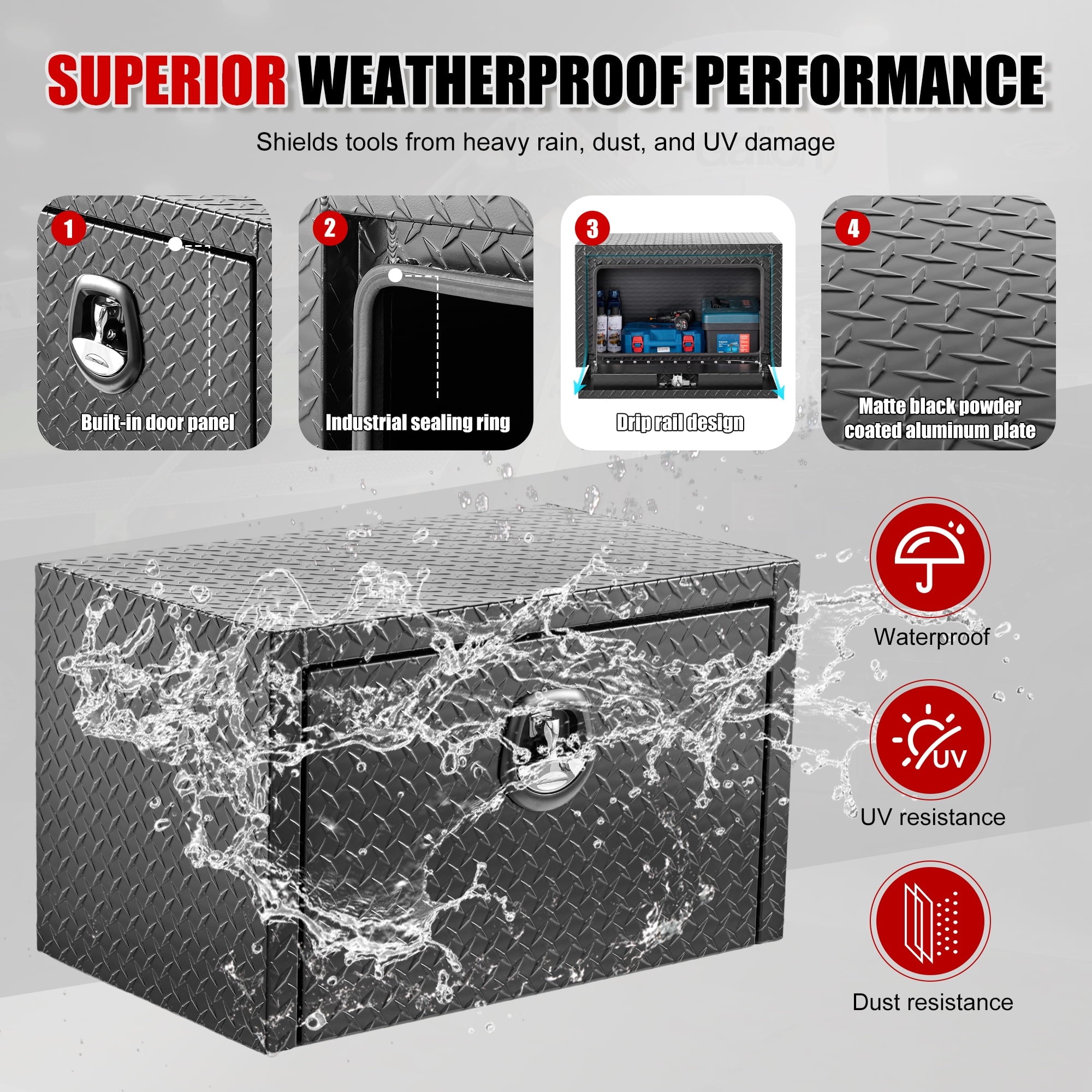 30 Inch Aluminum Underbody Truck Tool Box Heavy Duty Underbed Toolbox Tool Storage Organizer Chest With Lock And Keys... - Image 5