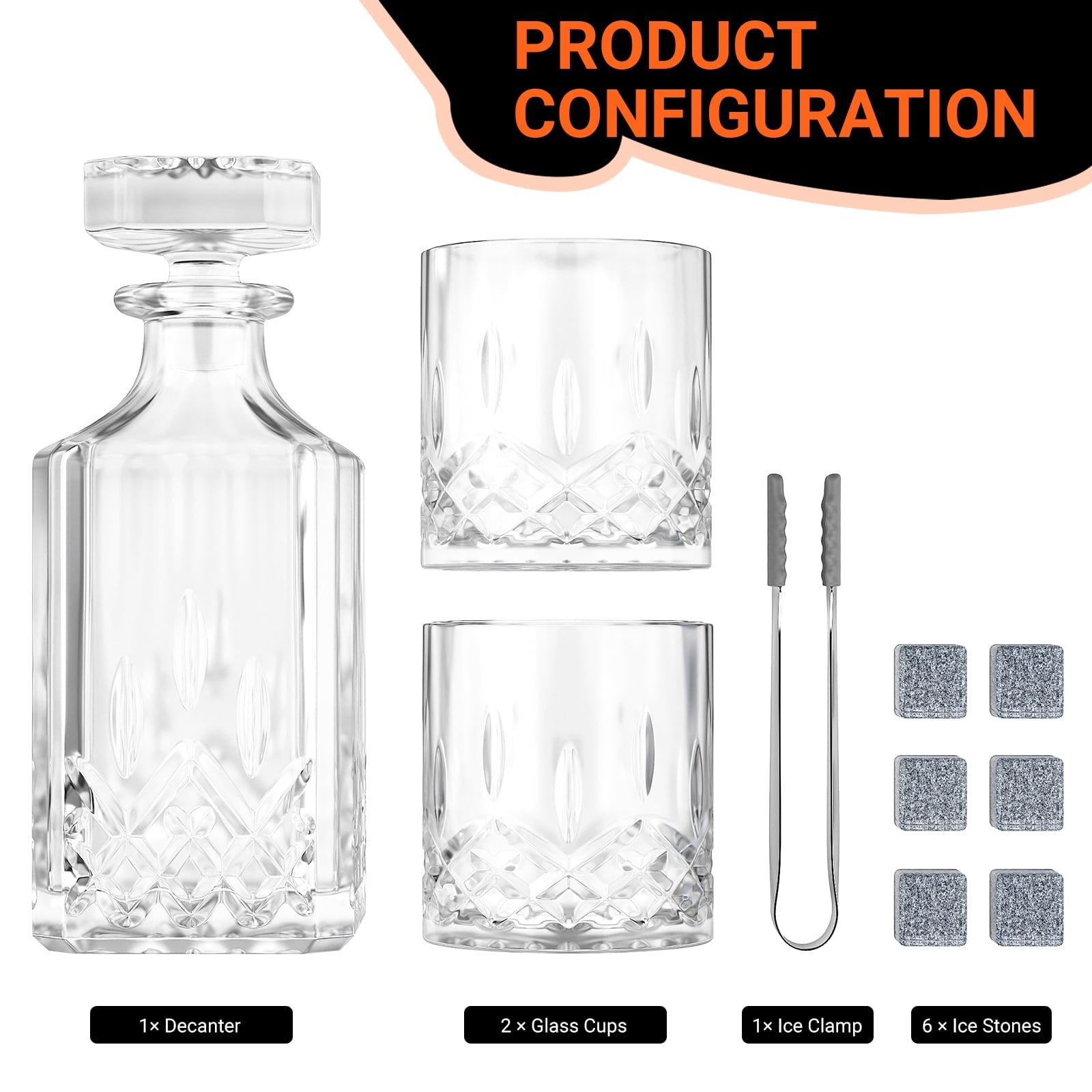 Whiskey Decanter Set with Glasses and Whiskey Stones, Whiskey Decanter Sets for Men, Valentine's Day Gift, Anniversary Birthday Gifts for Father Mother Husband