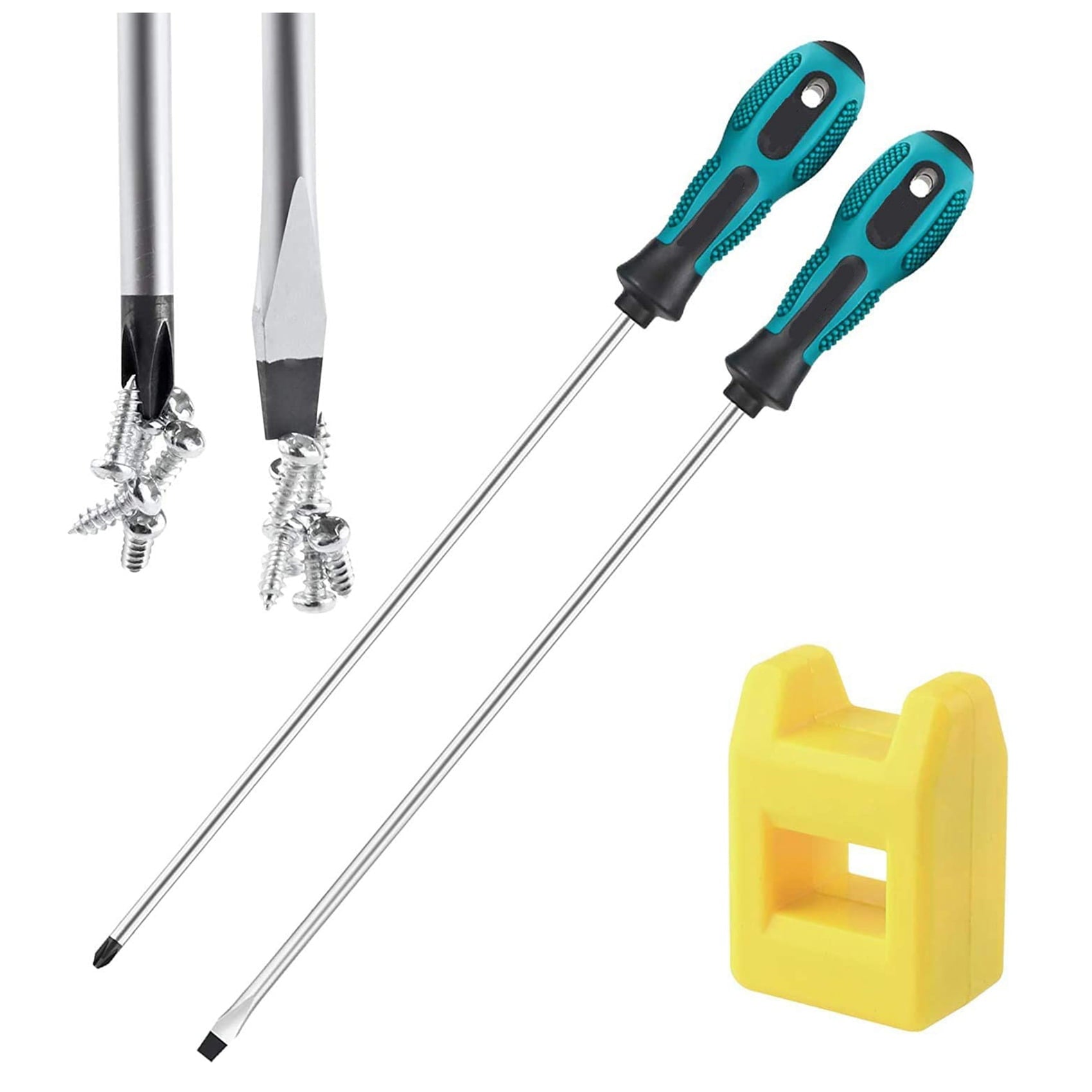 PENGGONG 2Pcs 12 Inch Long Slotted and Phillips Screwdriver Set Magnetic Screwdriver with Rubber Handle - Image 4