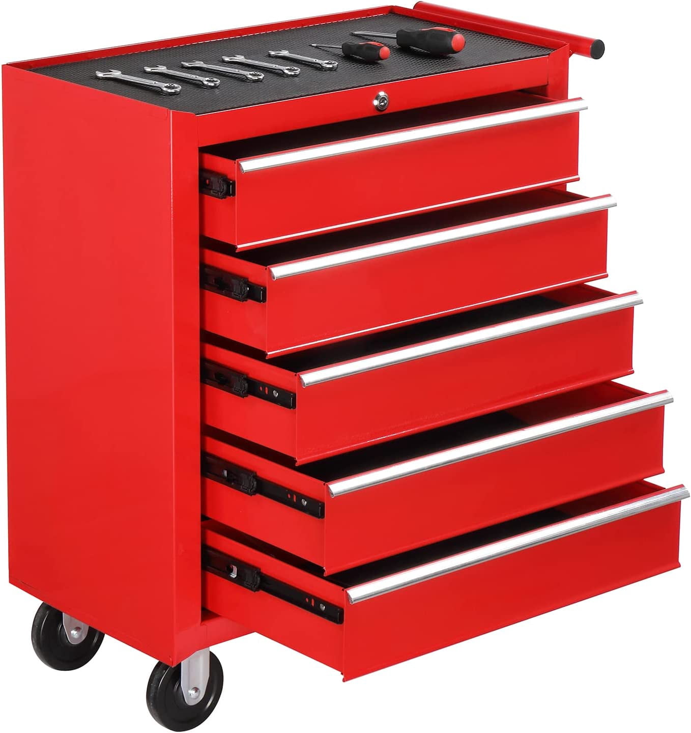 TUFFIOM 5-Drawer Rolling Tool Chest with Lock & Key, Tool Storage Organizer Box Cabinet with Wheels - Image 4