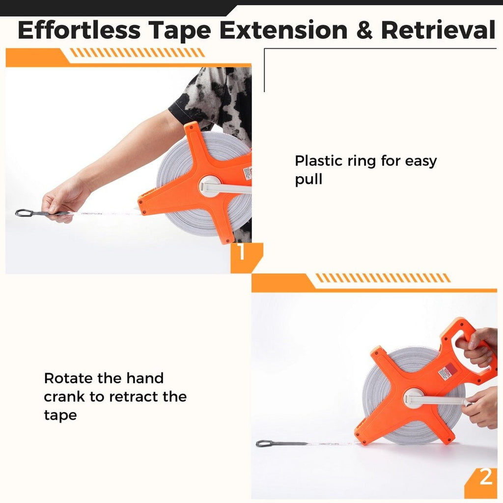100m/330ft Tape Measure,Extra Long Standard & Metric Industrial Measuring Tape, Dual Sided Measuring Wheel for Yard, ... - Image 2