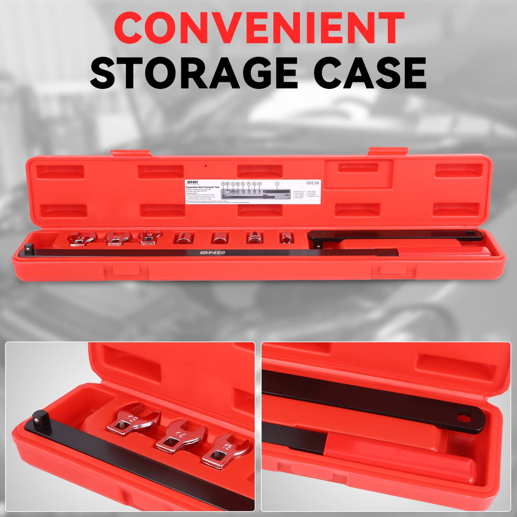 DNA Motoring 9Pcs 0.38" Pulley Wrench Installation Removal Serpentine Belt Tool Set w/ Case - Image 6