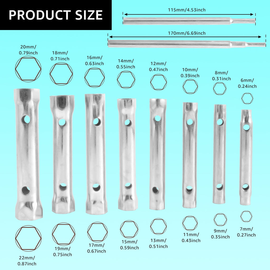 10pcs Shower Valve Socket Wrench Set Remover Carbon Steel Plumber Double-Ended Tubular Spanner Set Extended Spark Ins... - Image 2