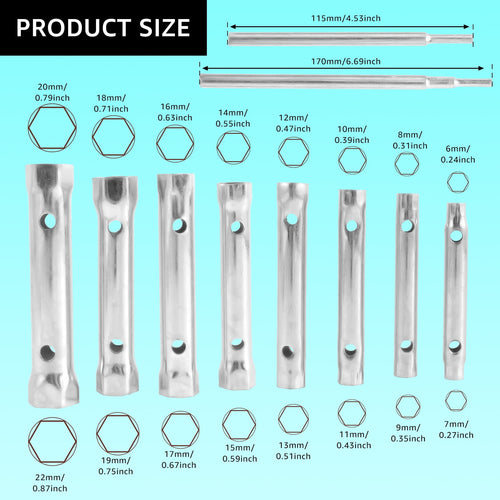 10pcs Shower Valve Socket Wrench Set Remover Carbon Steel Plumber Double-Ended Tubular Spanner Set Extended Spark Ins... - Image 2