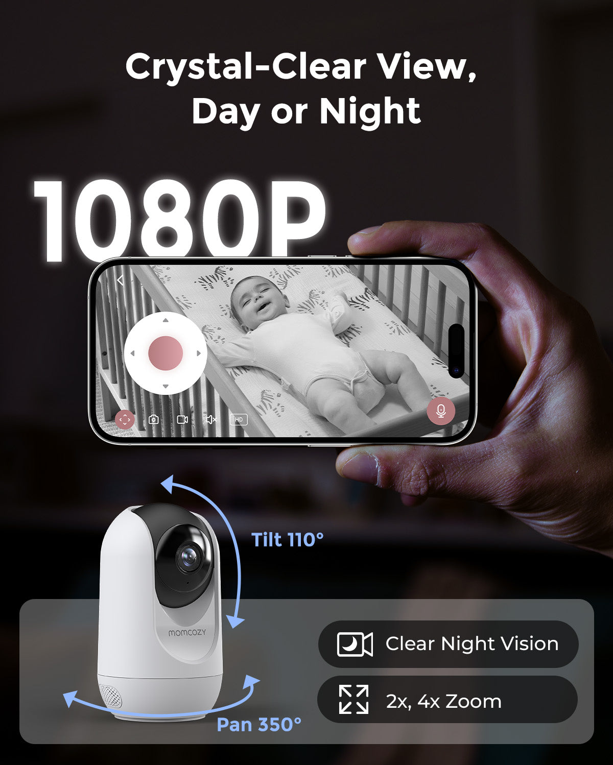 Momcozy 5-Inch Dual-mode Smart Baby Monitor with 2 Camera -BM04
