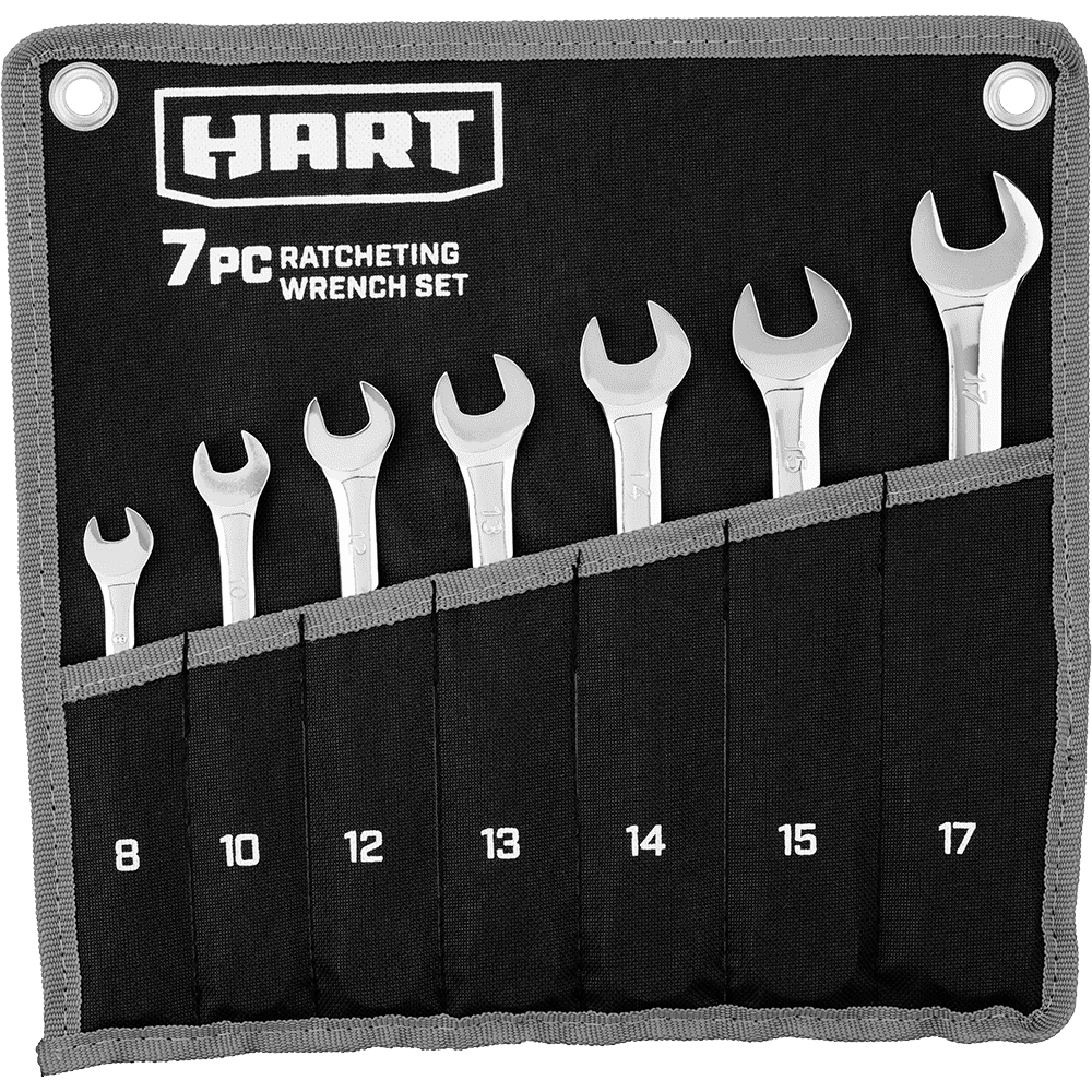 7-Piece MM Ratcheting Wrench Set with Tool Pouch, Chrome Vanadium - Image 2