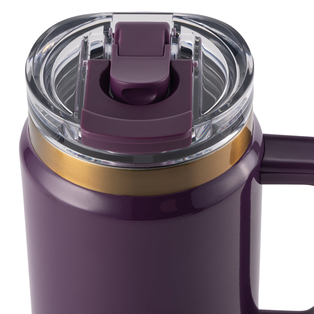 Thyme &amp; Table 32 fl oz Stainless Steel Luna Tumbler with Handle and Dual Straw Lid, Cream &amp; Black Check