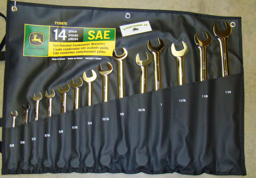 John Deere SAE Full-Polished Combination Wrench Set (14 piece set) - TY19976 - Image 2