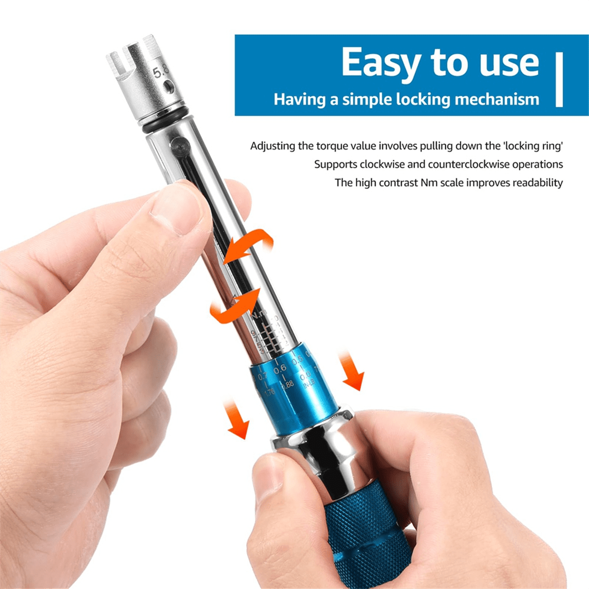 Spoke Torque Wrench, 2-10 NM Wrench Set, Steel Wheel Spanner with Storage Box, 5.0-6.8mm - Image 3