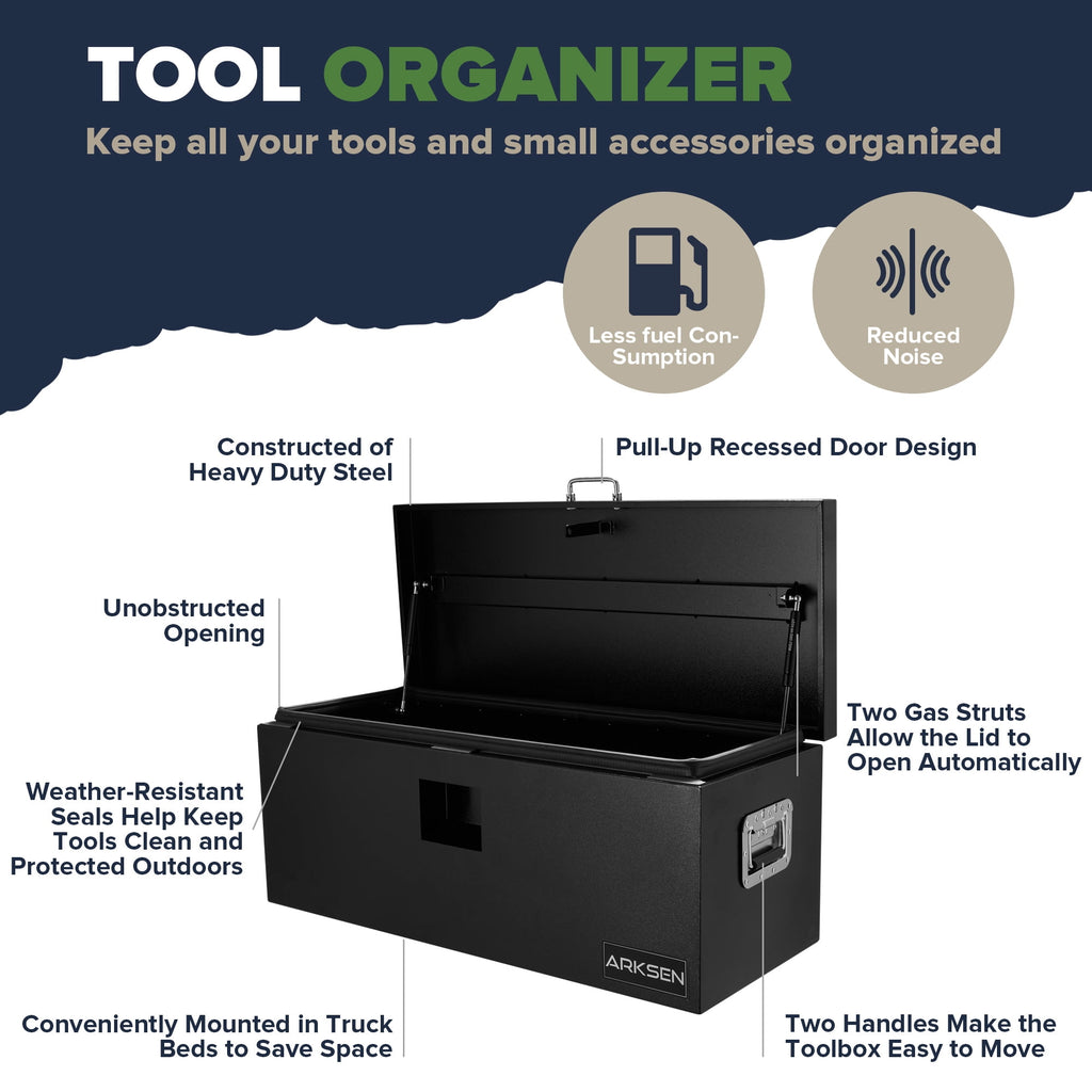 36 x 15 x 15 Inch Steel Truck Bed Tool Box, Heavy Duty Weather-Resistant Utility Storage Chest for Pickup Trucks, Tra... - Image 5