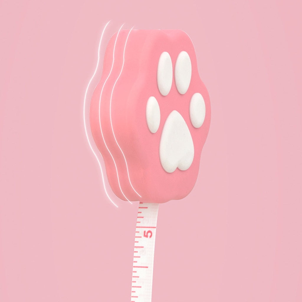 Portable Cartoon Body Measure Tape Lovely Kitten Paw-like Measuring Tape with Lock Pin/Push Button Mini Measuring Tape - Image 2
