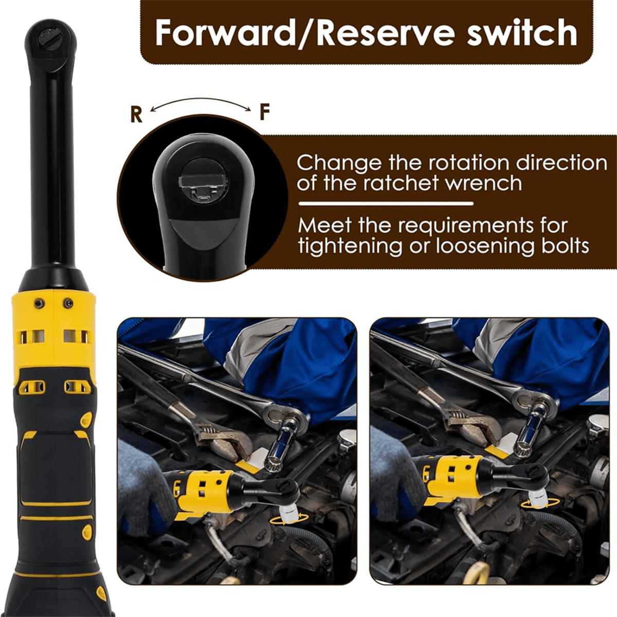 Cordless Ratchet Wrench Set, 3/8In-20V 110Ft Electric Variable Speed Ratchet Wrench with 7 Sockets,Extended Ratchet Tool - Image 2