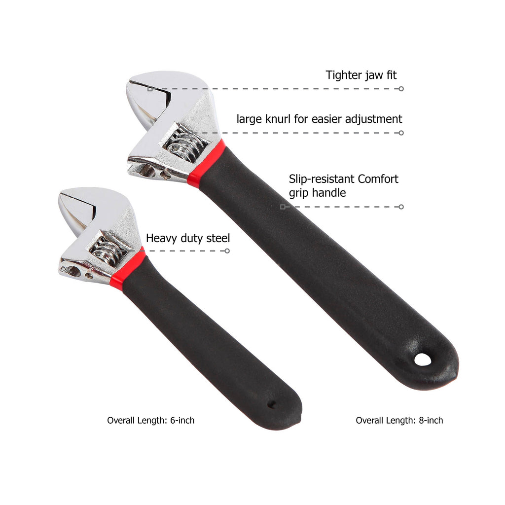 2-Piece Adjustable Wrench Set with Comfort Handles - Image 2