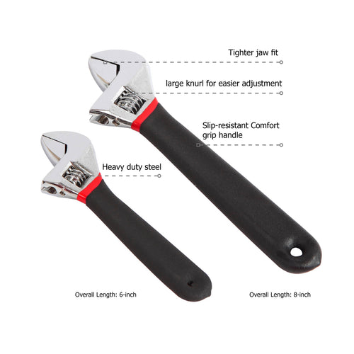 2-Piece Adjustable Wrench Set with Comfort Handles - Image 2