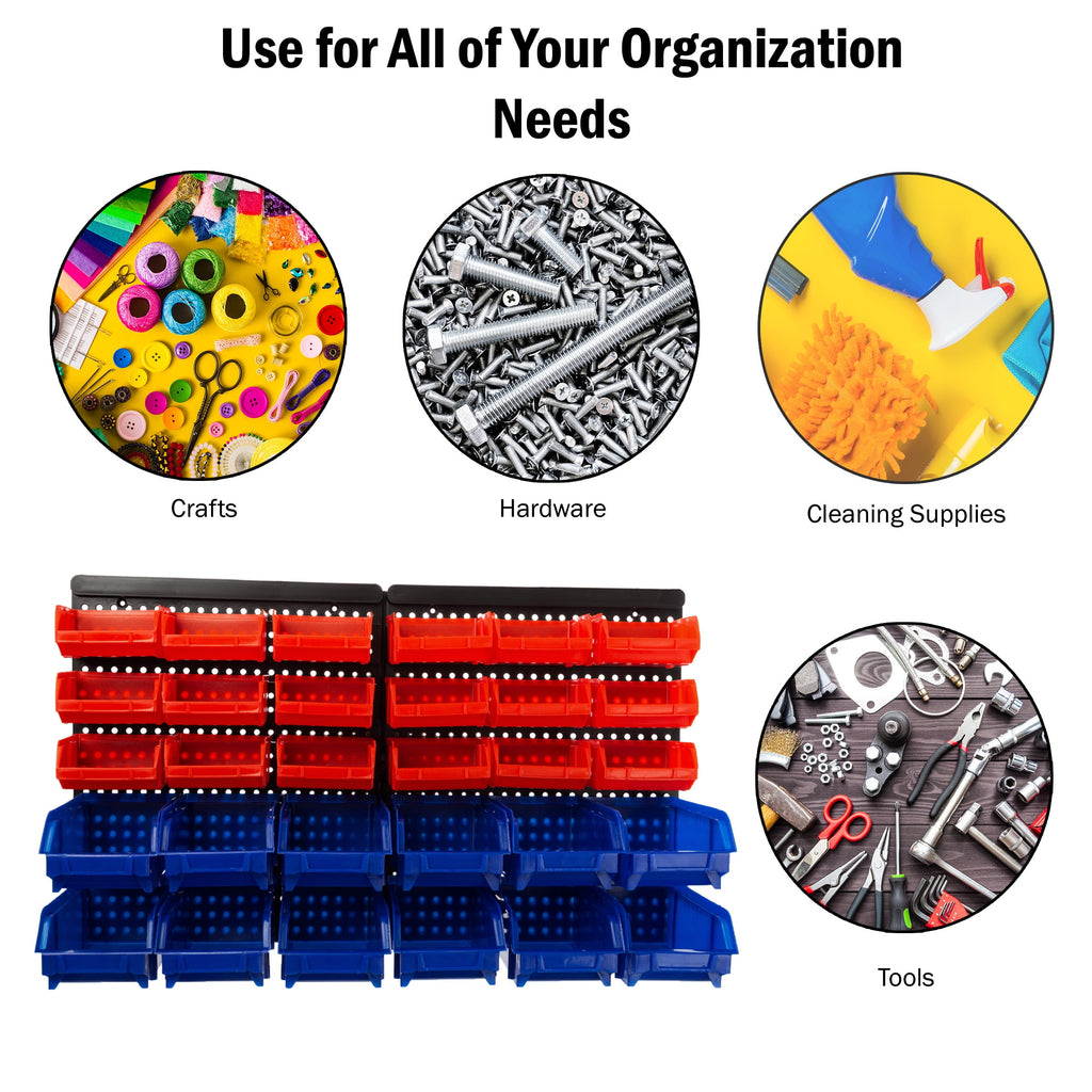 Bins - 30-Compartment Organization, Craft , Tool Box Organizer Unit (Black/Red/Blue) - Image 5