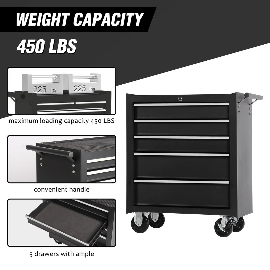 5-Drawer Chest Storage Cabinet with Wheels Organizer Box - Image 4