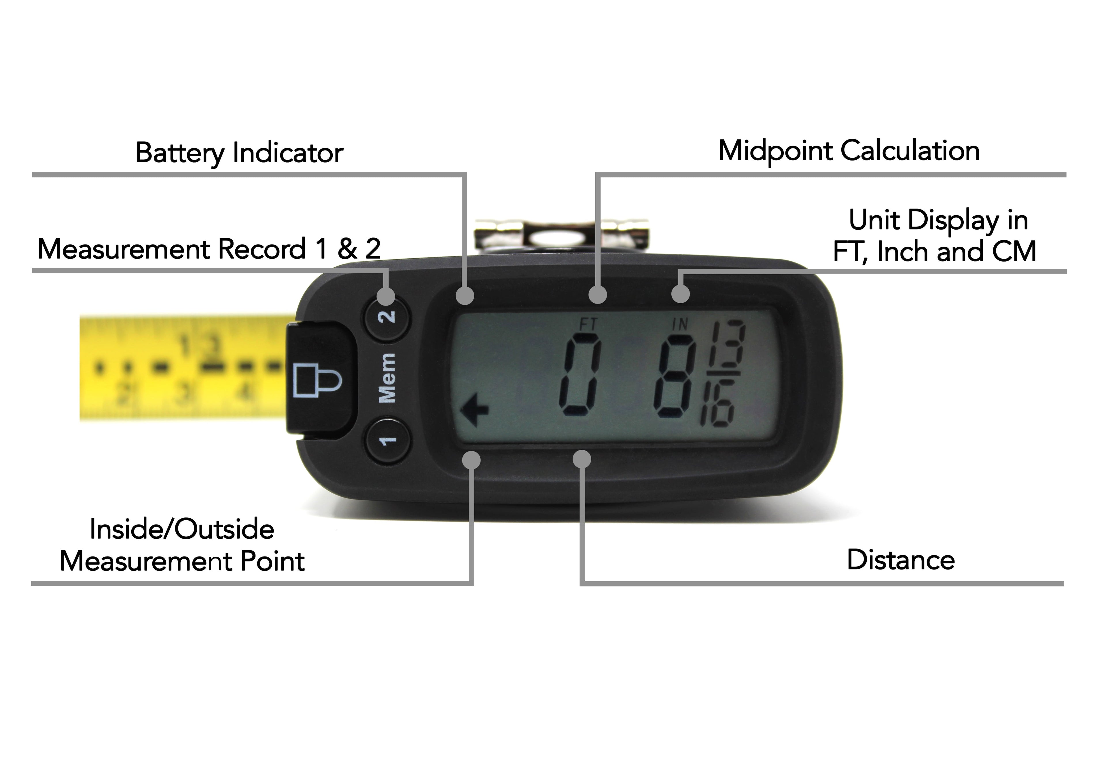 K-Digital Tape Measure 16 ft. Large LCD Screen Accurate SAE & Metric - Image 3