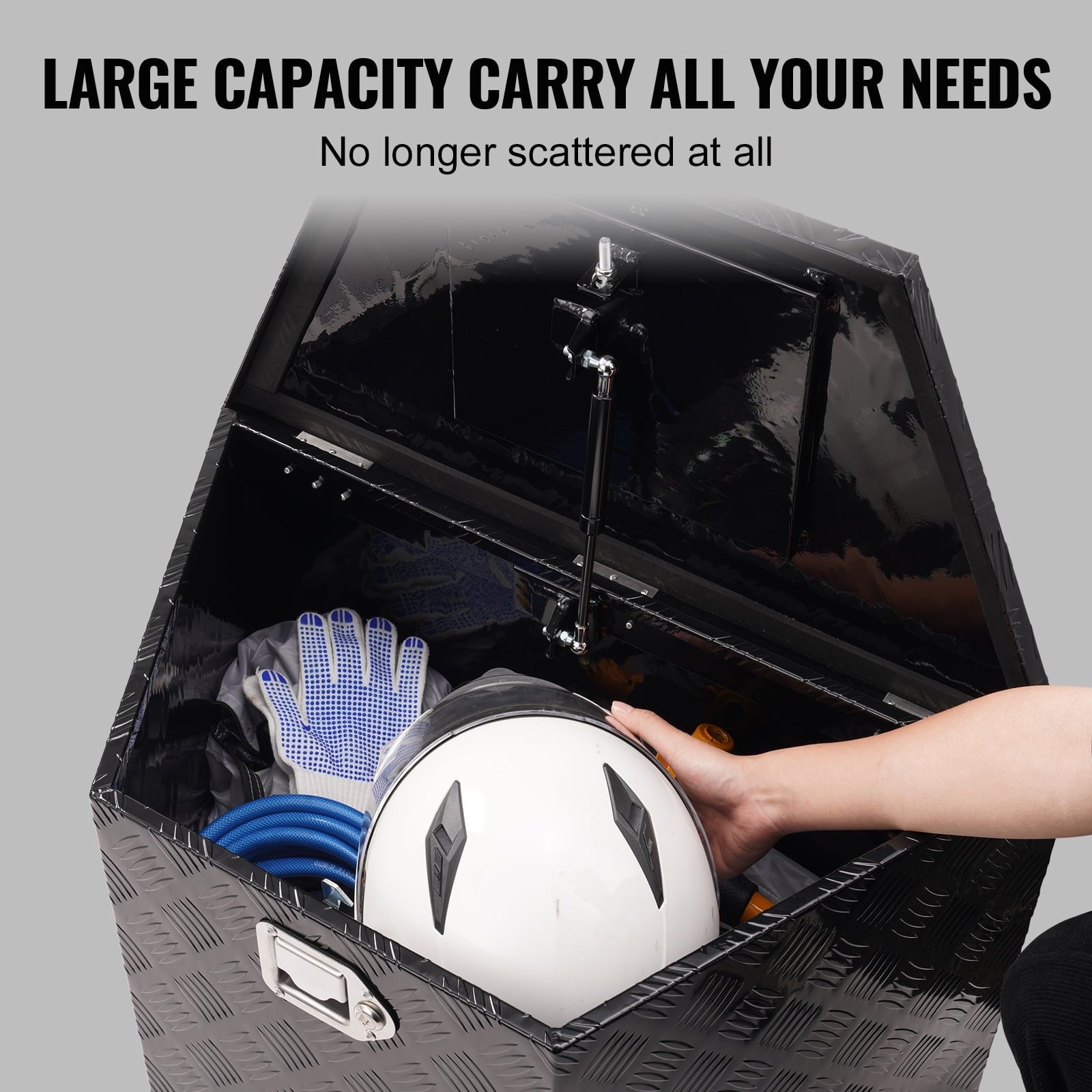 Aluminum Alloy Diamond Plate Trailer Tongue Tool Box, Durable Storage Chest with Lock and Keys, Utility Box for Picku... - Image 3