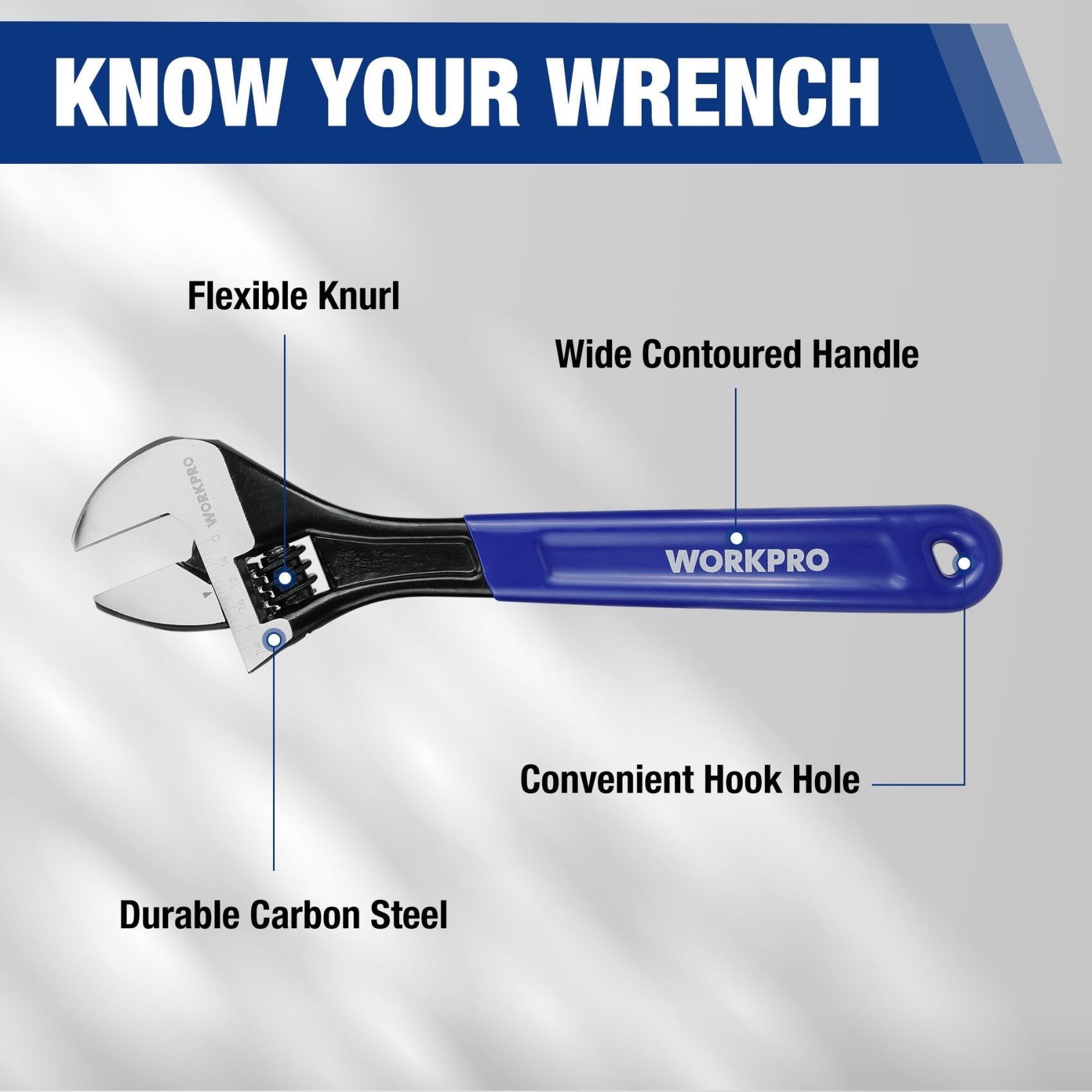 3-Piece Adjustable Wrench Set, 6in, 8in & 10in Wrenches with Ergonomic Grip for Home, Garage, Workshop - Image 3