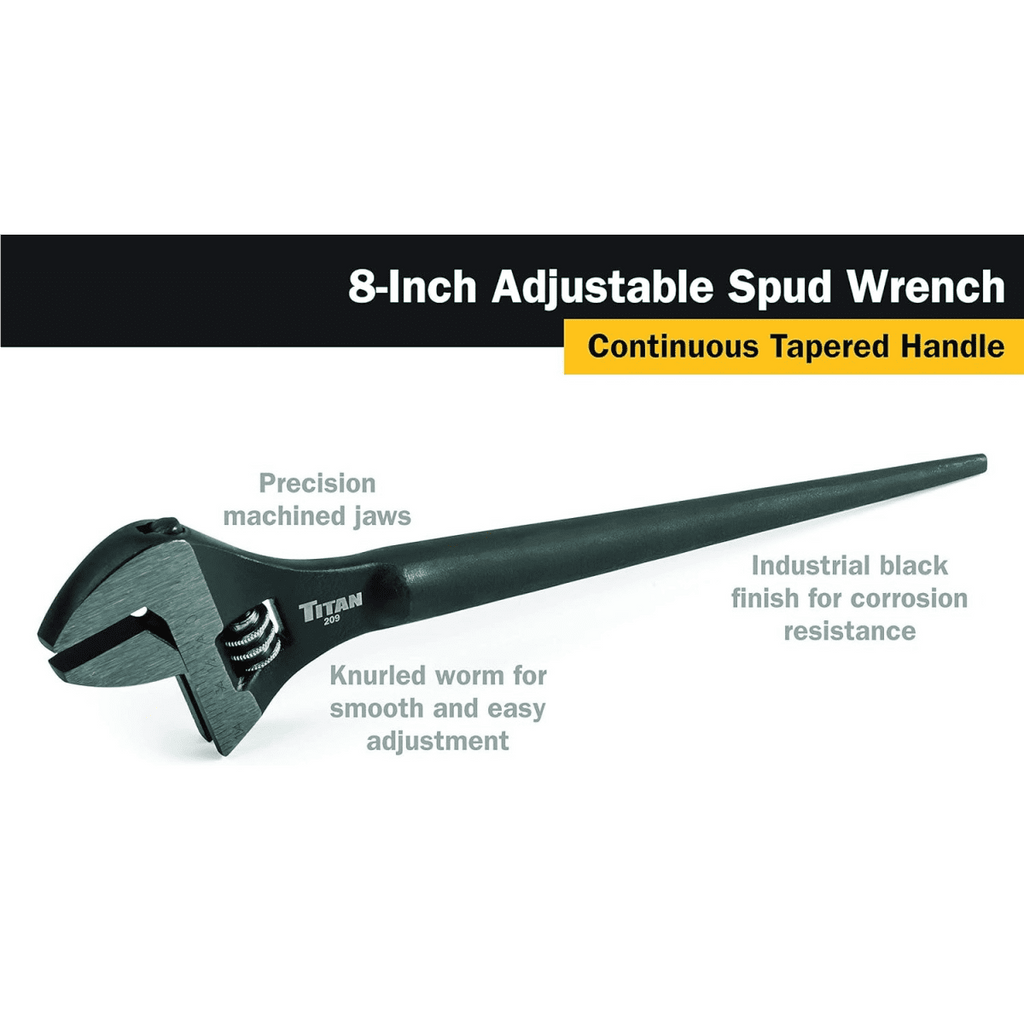 8 Inch Adjustable Chrome Vanadium Steel Construction Spud Wrench Head Size with 10 Inch Overall Length for Added Leve... - Image 4