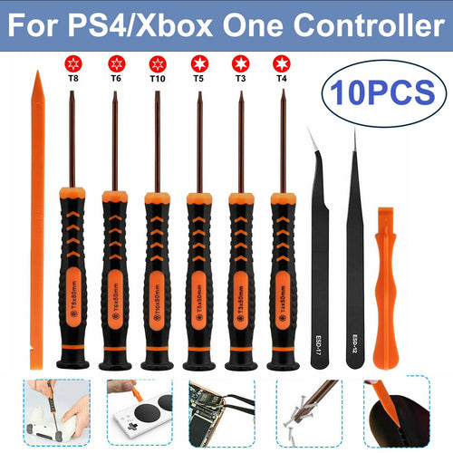 10 PCS Repair Screwdriver Set for Xbox One/ Controller, Non-slip Torx Security Screwdriver Tweezer Pry Repair Tool Kits