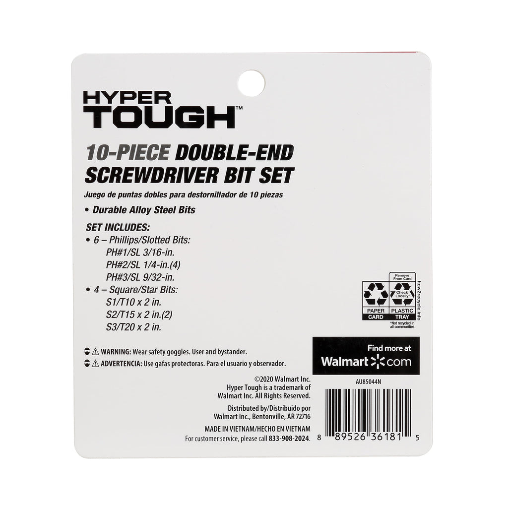 Hyper Tough 10 Piece 2 inch Double End Screwdriver Bits, Steel Material, New Condition - Image 4