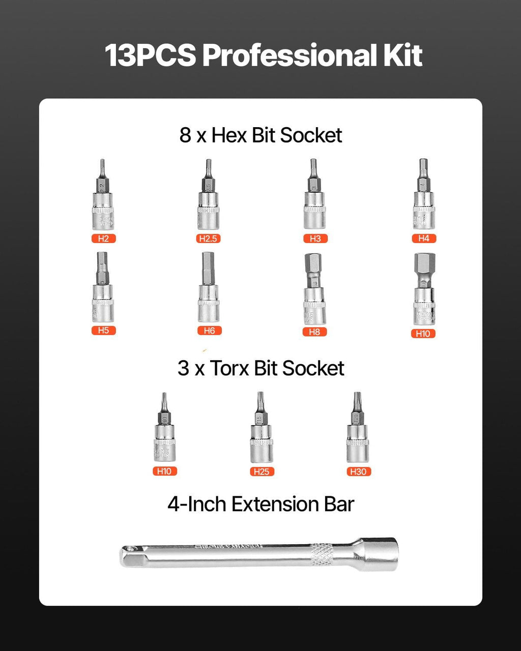 Click Torque Wrench Set 1/4 Inch Drive 20-200 Inch Pounds 2.3-22.6 Newton Meters 72-Tooth Dual Scale Orange Handle - Image 3