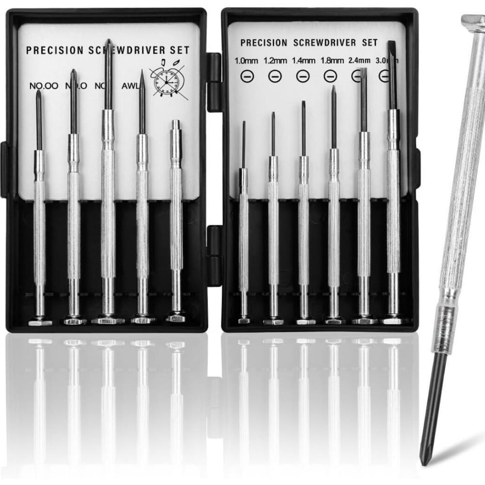 Mini Small Screwdriver Set with 11 Different Size Flathead and Phillips, Precision Little Screwdriver Set for Jewelry...