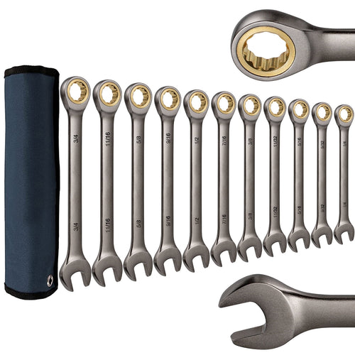 11Pcs Set , 1/4“-3/4”, Combination Set in Cr-V Steel with Storage Pouch