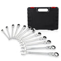 12 Piece Metric Wrench Set, 180 Flex Head & 72 Tooth Ratcheting Wrenches with Blow Mold Storage Case, Chrome Vanadium Steel, 1 Set, Black