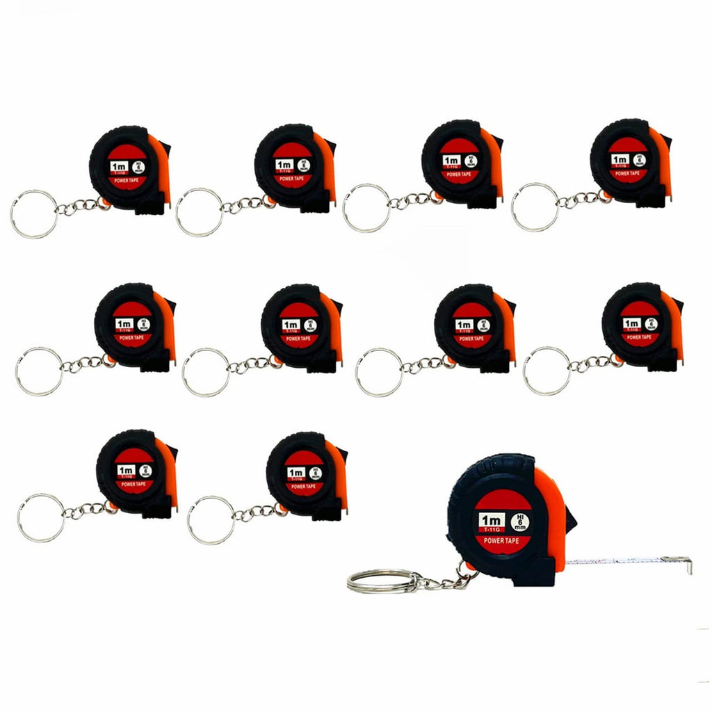 12 Pieces 1m/3ft Mini Keychain Portable Retractable Steel Tape Metric/Inch Measuring Tape Ruler Slide Lock for Body M...