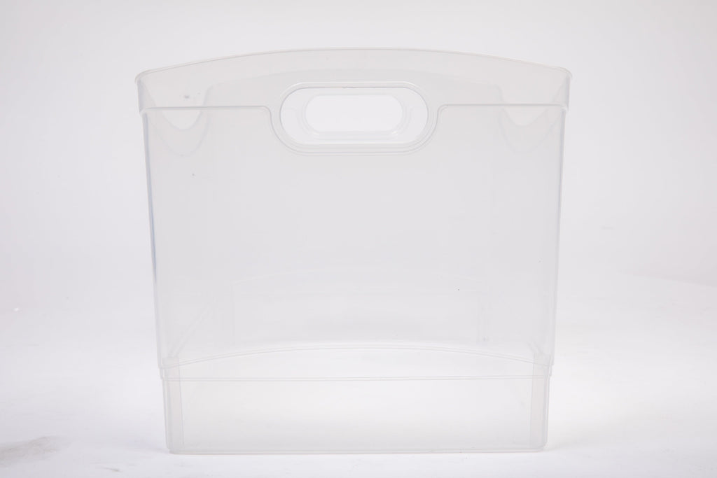Clear Plastic Utility Storage Bin Organizer with Built-In Handles, Large Storage Container for Pantry, Closet, Cabinet and Shelf Organization, 15.3" x 10.4" x 9.8"