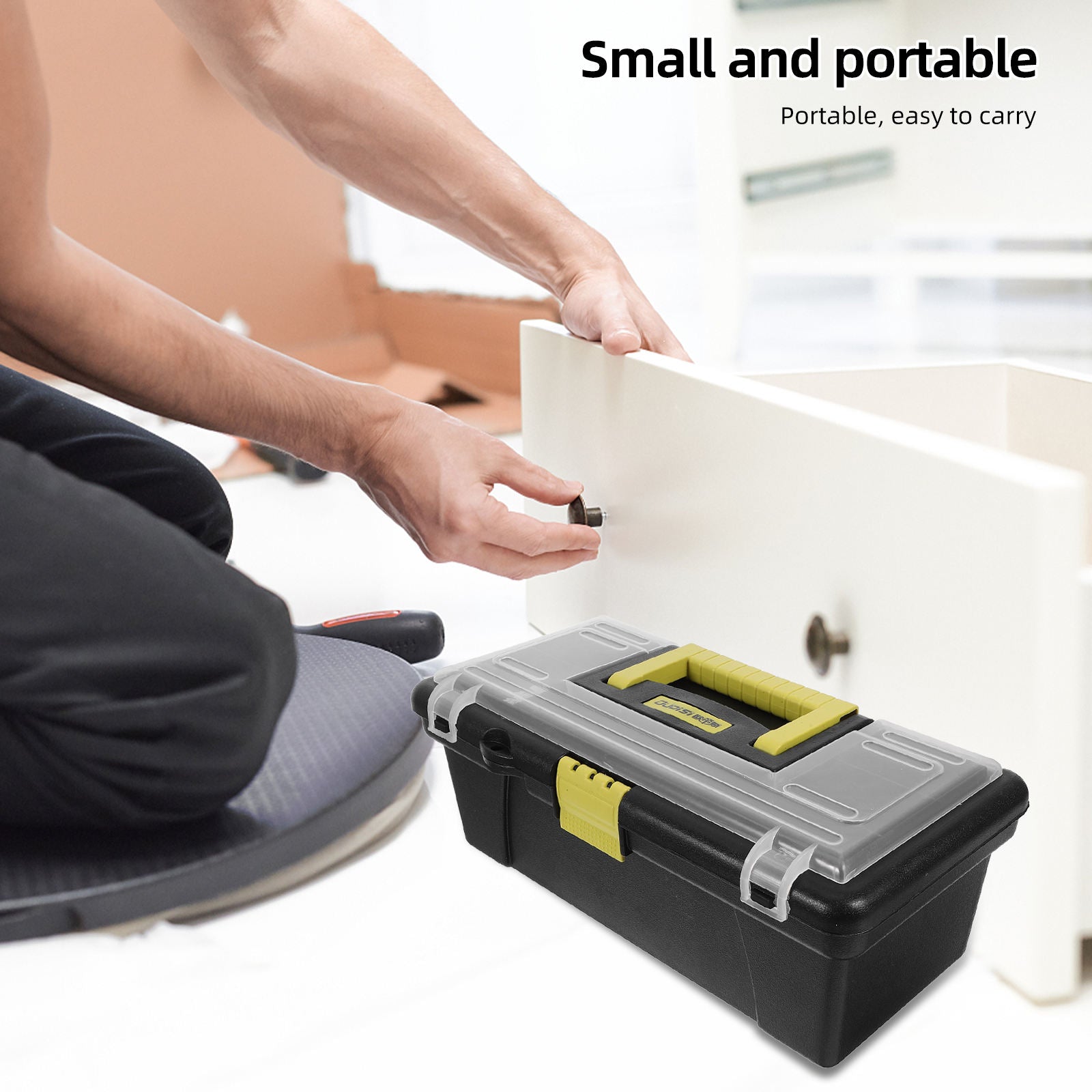 WHAMVOX Portable Tool Box ABS Plastic Black For Handyman 2Pcs 12.18X6.29X4.72In - Image 4