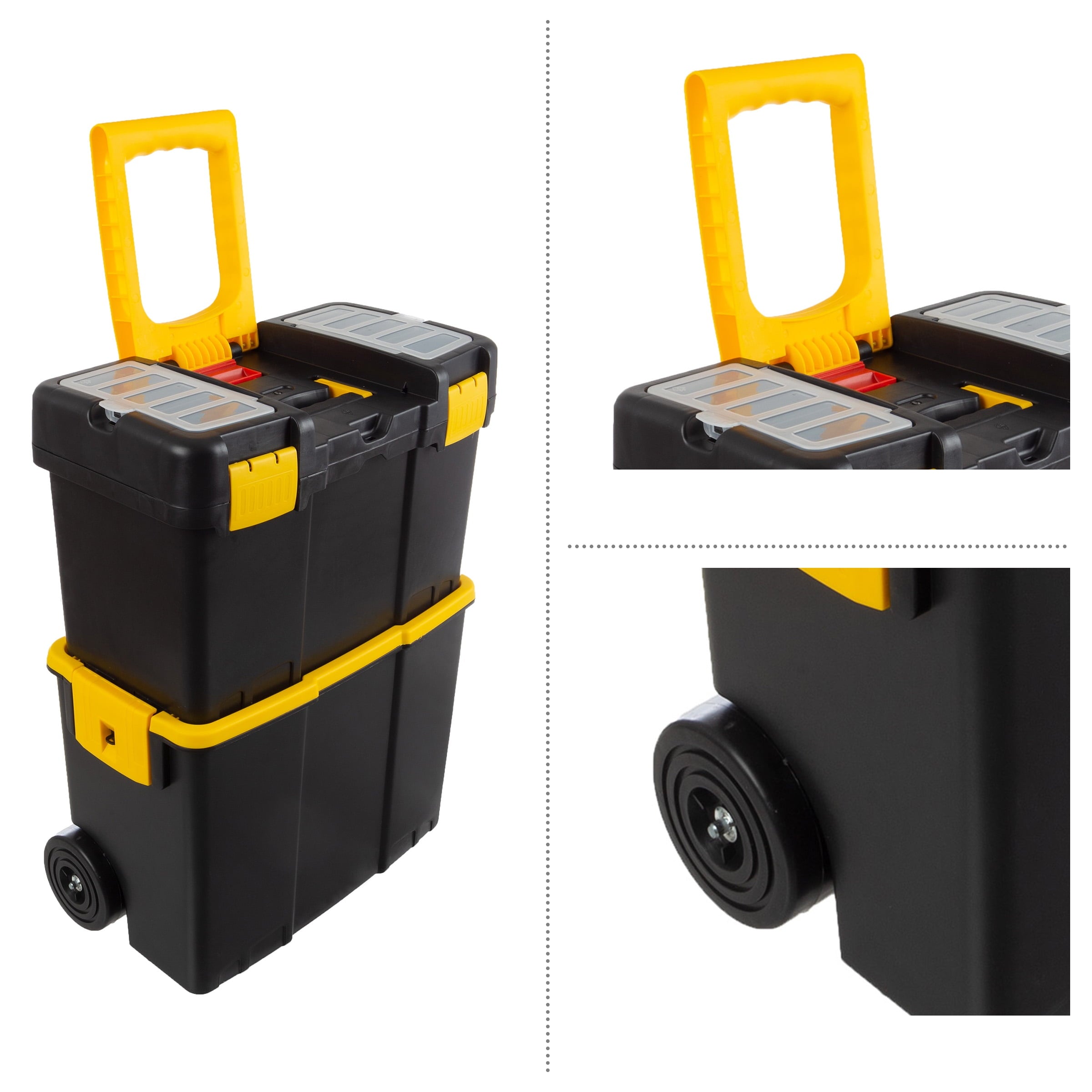Stalwart Portable Tool Box with Wheels - Stackable 2-in-1 Tool Organizers - Image 3