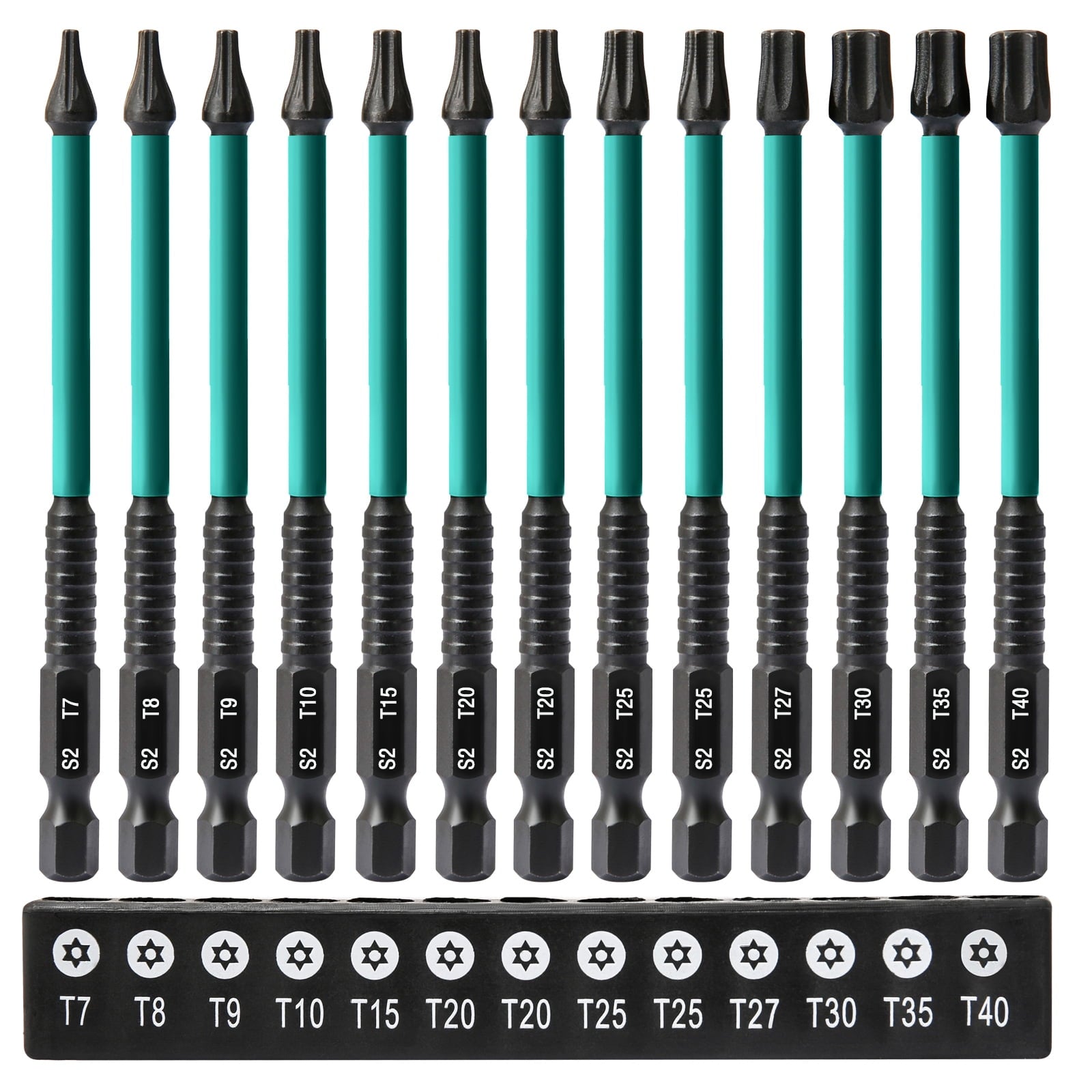 13Pcs Torx Bit Set, Star Screwdriver Bit Set, 1/4" Hex Drive Bits for DIY, Woodworking, Automotive, S2 Chrome Vanadiu...