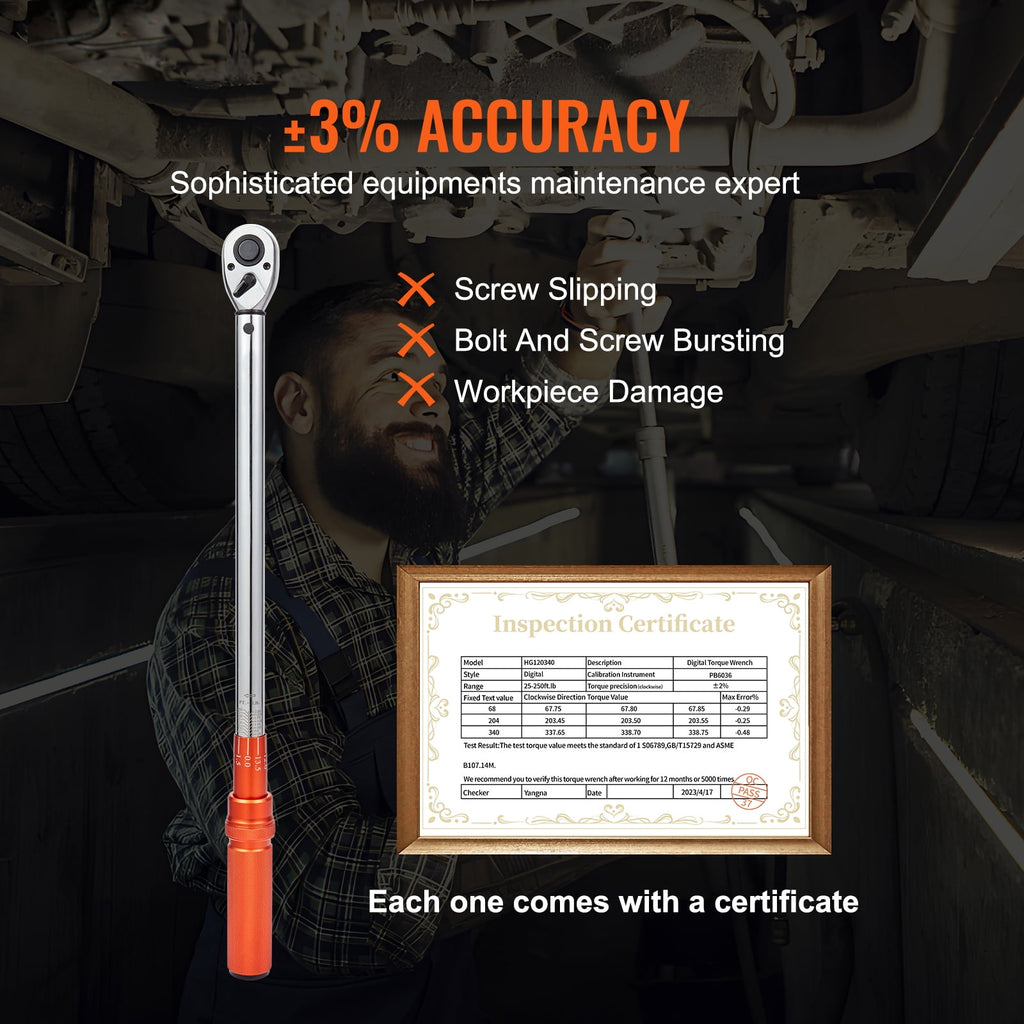 Torque Wrench, 1/2-inch Drive Click Mechanism, Torque Range 20-250ft.lb/34-340n.m, Bi-Directional Adjustability, Mech... - Image 2
