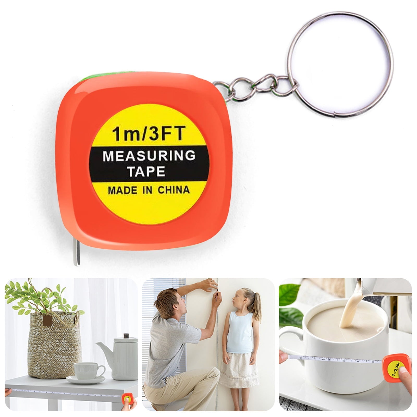 Tape 1m for Body Measurement Portable Small Auto Retractable Shell Flexible Keyring - Image 2
