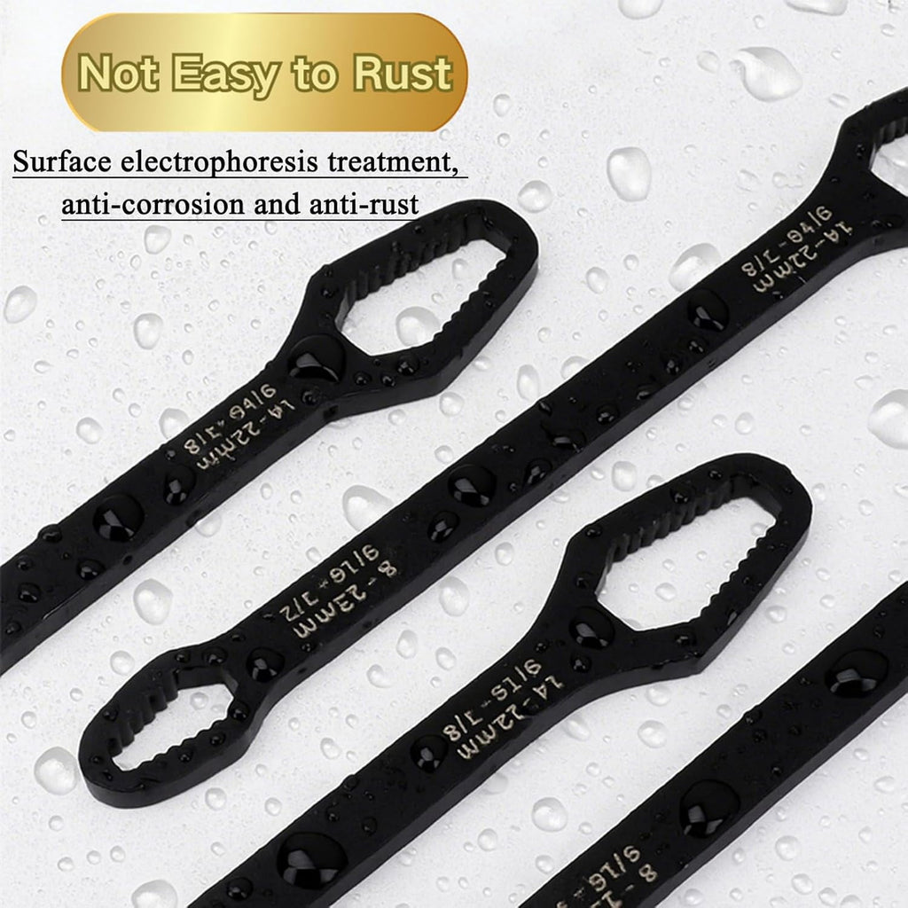2 Pcs Black Universal Wrench Set, 8-22mm Universal Multifunctional Wrench, 220mm and 260mm Length Double Ended Self-T... - Image 6