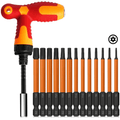 14Pcs Torx Bit Set, Tamper Proof Torx Bits with T Ratchet Screwdriver, 1/4 Hex Shank Magnetic Torx Screwdriver Sets f...