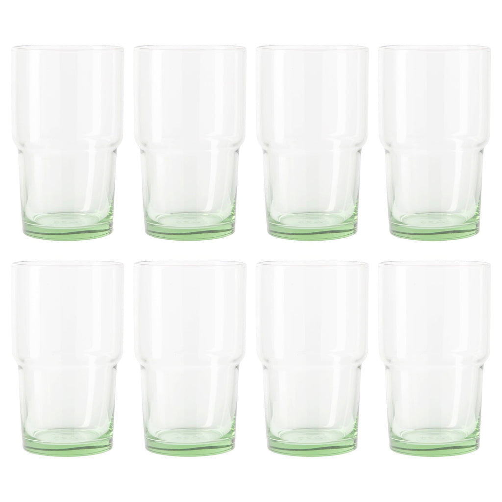 Better Homes &amp; Gardens Clear Green Glass, Glassware, 8 Pack, 15 oz