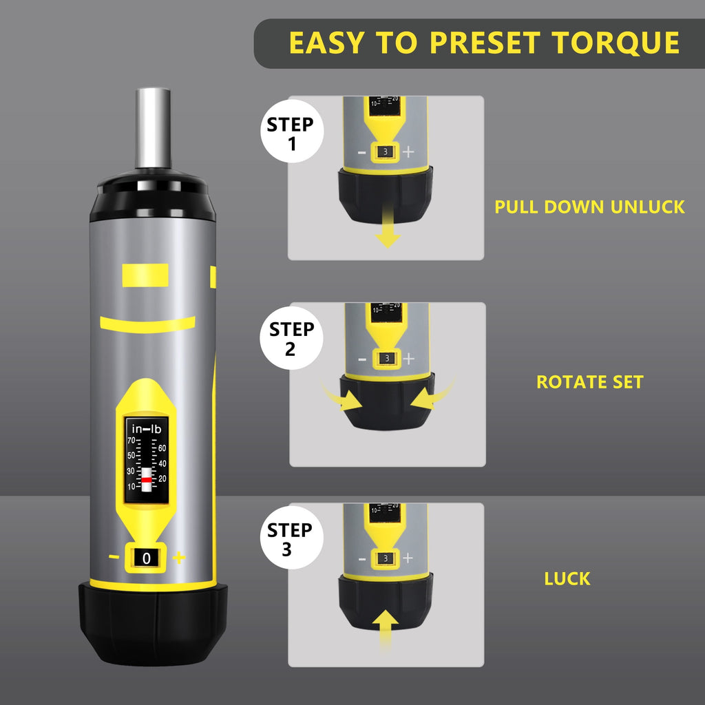 Torque Screwdriver Set 10-70 in-lb Adjustable Torque Driver with 12 S2 Bits, Click-Type Inch Pound Torque Wrench for ... - Image 2