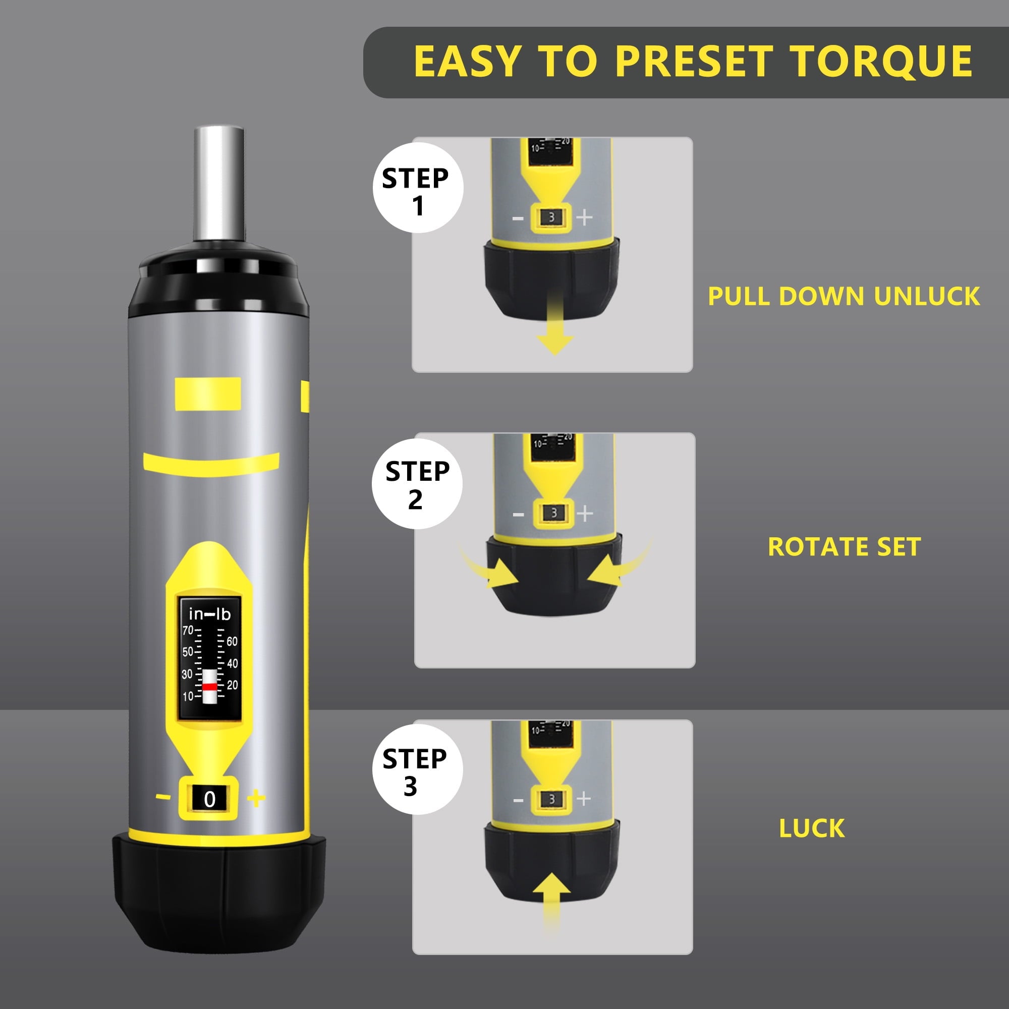 Torque Screwdriver Set 10-70 in-lb Adjustable Torque Driver with 12 S2 Bits, Click-Type Inch Pound Torque Wrench for ... - Image 2