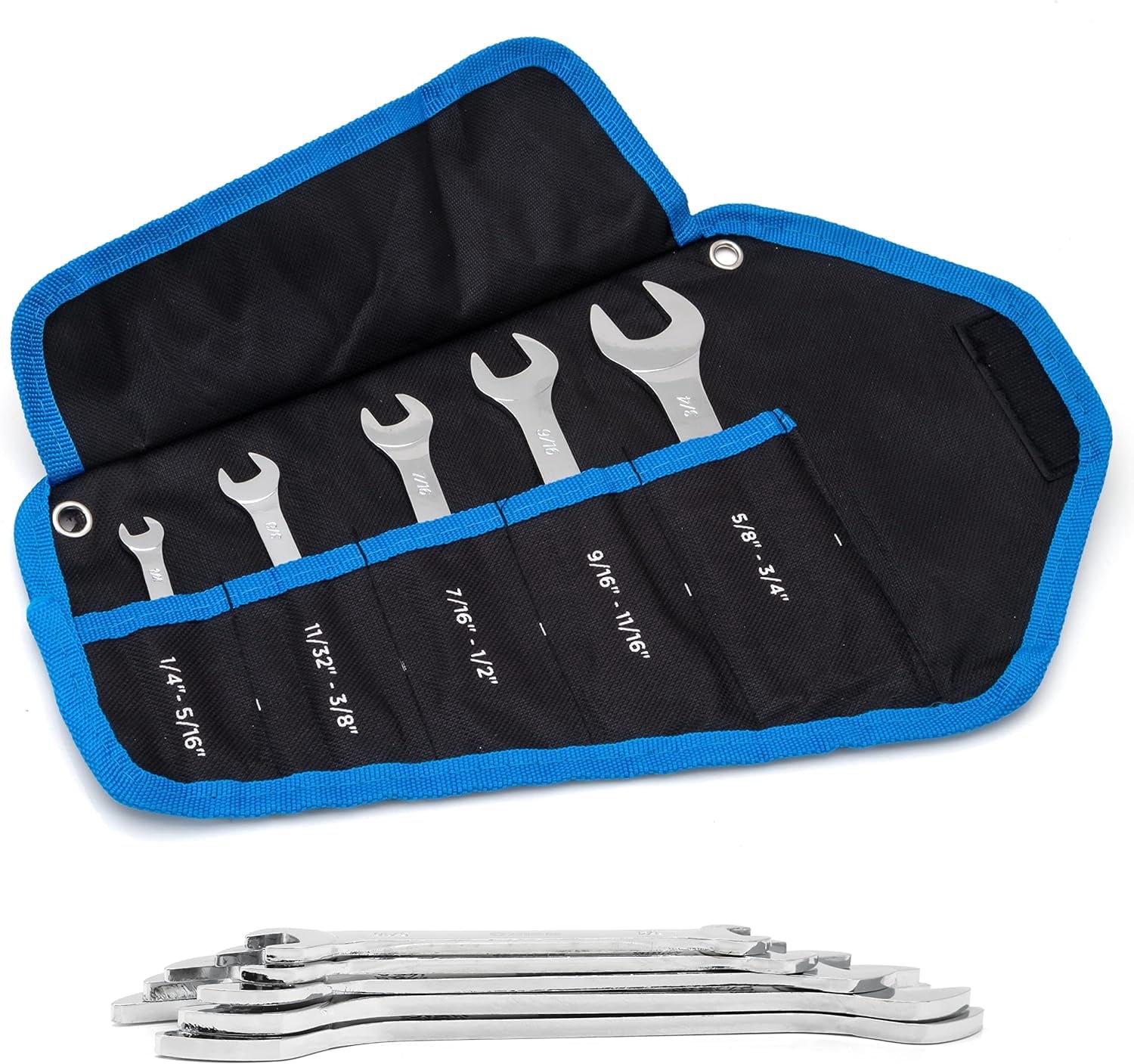 03580A Super Thin SAE Wrench Set, 3-4mm Thick, 5 Piece, Double Open Ended, Standard Span, Slim Profile - Image 3