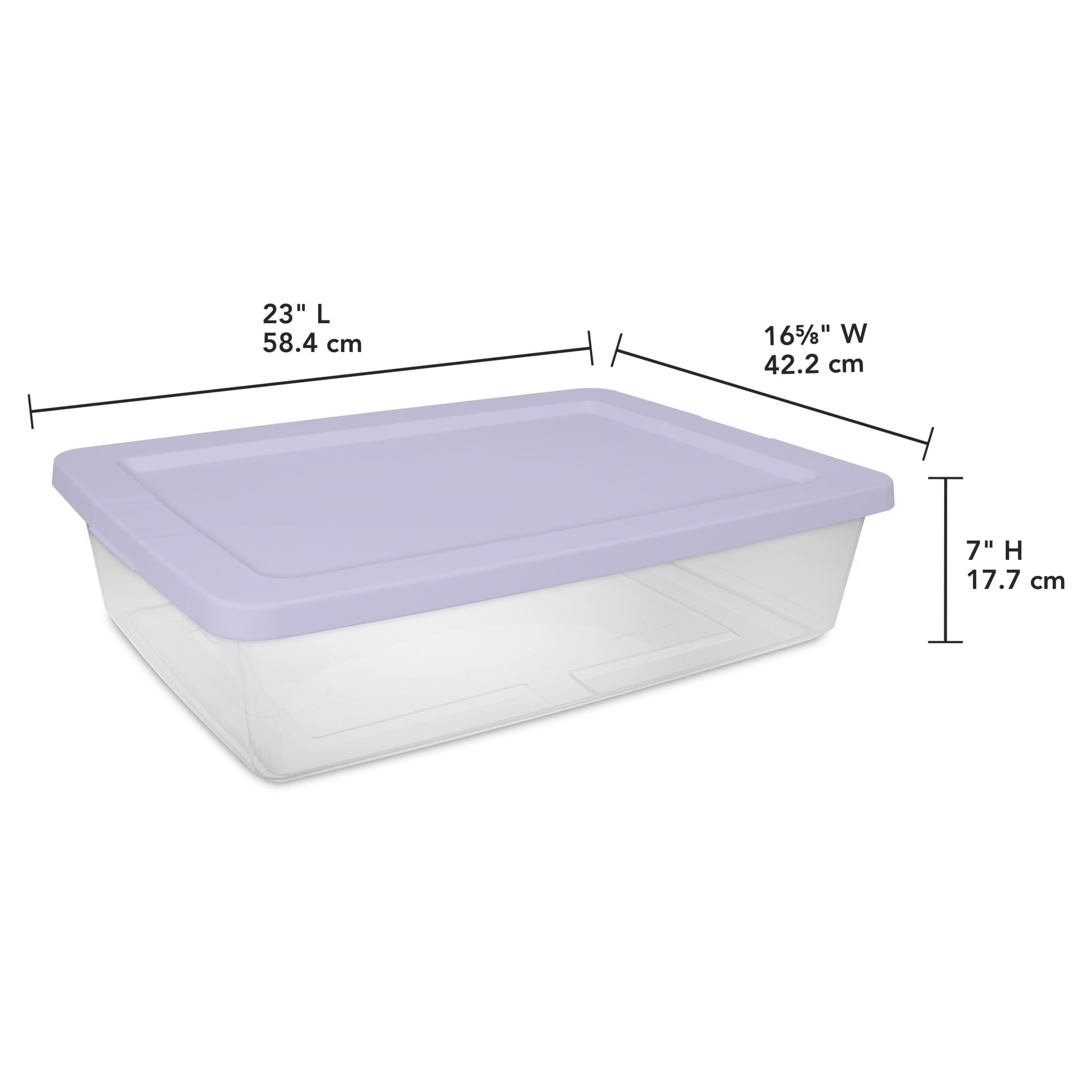 Set of (2) 28 Quart Storage Bins, Clear Plastic Storage Bin with Snap-on Lid, White